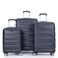 Lightweight Durable 3-Piece Expandable Luggage Set With Double Spinner Wheels, TSA Lock, And Hooks - Dark Blue (21"/25"/29")