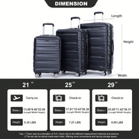 Lightweight Durable 3-Piece Expandable Luggage Set With Double Spinner Wheels, TSA Lock, And Hooks - Dark Blue (21"/25"/29")
