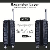 Lightweight Durable 3-Piece Expandable Luggage Set With Double Spinner Wheels, TSA Lock, And Hooks - Dark Blue (21"/25"/29")