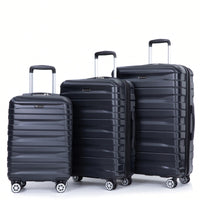 Lightweight Durable 3-Piece Expandable Luggage Set With Double Spinner Wheels, TSA Lock, And Hooks - Dark Blue (21"/25"/29")