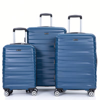 Lightweight Durable 3-Piece Expandable Luggage Set With Double Spinner Wheels, TSA Lock, And Hooks - Dark Blue (21"/25"/29")