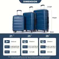 Lightweight Durable 3-Piece Expandable Luggage Set With Double Spinner Wheels, TSA Lock, And Hooks - Dark Blue (21"/25"/29")