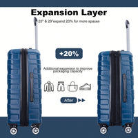 Lightweight Durable 3-Piece Expandable Luggage Set With Double Spinner Wheels, TSA Lock, And Hooks - Dark Blue (21"/25"/29")