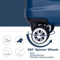 Lightweight Durable 3-Piece Expandable Luggage Set With Double Spinner Wheels, TSA Lock, And Hooks - Dark Blue (21"/25"/29")