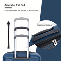 Lightweight Durable 3-Piece Expandable Luggage Set With Double Spinner Wheels, TSA Lock, And Hooks - Dark Blue (21"/25"/29")