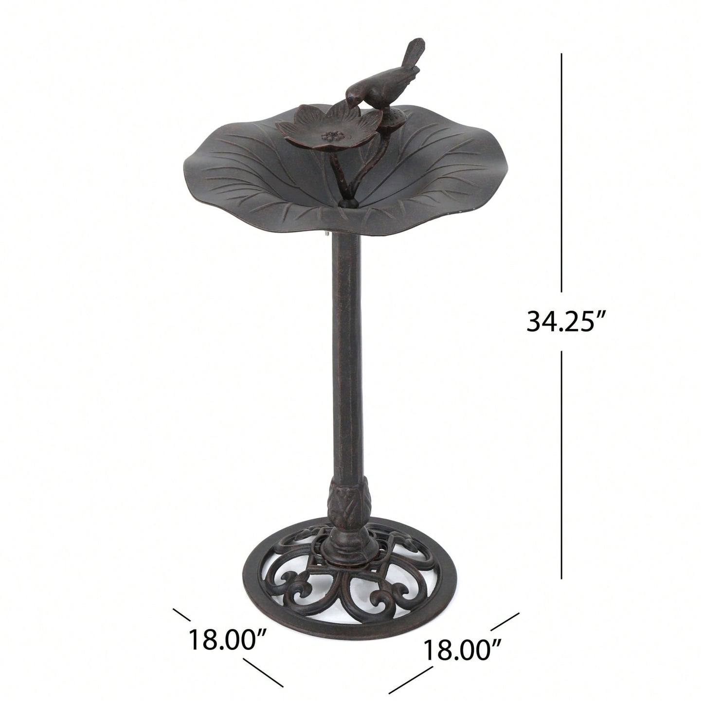 Elegant Outdoor Aluminum And Iron Bird Bath With Durable Bronze Finish And Sturdy Base