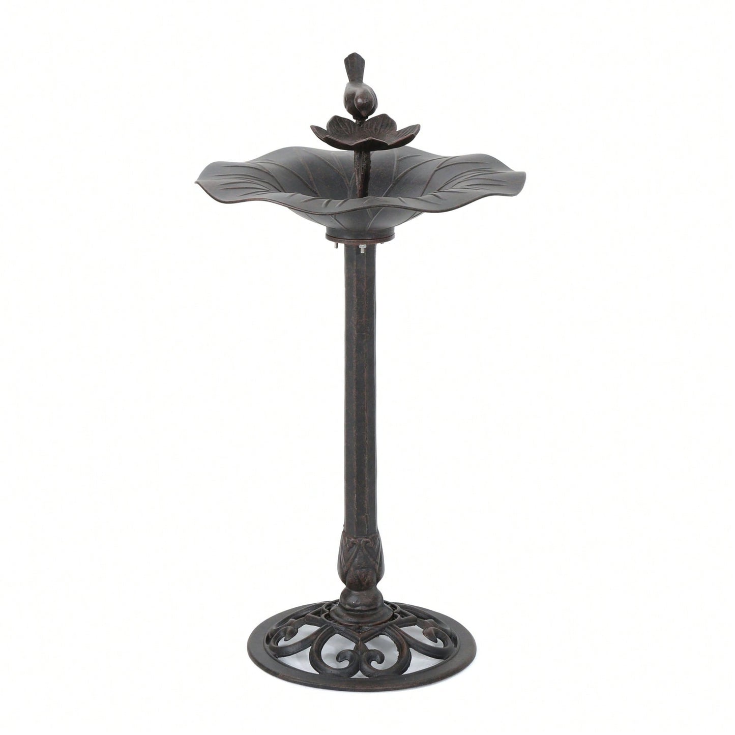 Elegant Outdoor Aluminum And Iron Bird Bath With Durable Bronze Finish And Sturdy Base