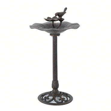 Elegant Outdoor Aluminum And Iron Bird Bath With Durable Bronze Finish And Sturdy Base