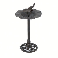 Elegant Outdoor Aluminum And Iron Bird Bath With Durable Bronze Finish And Sturdy Base