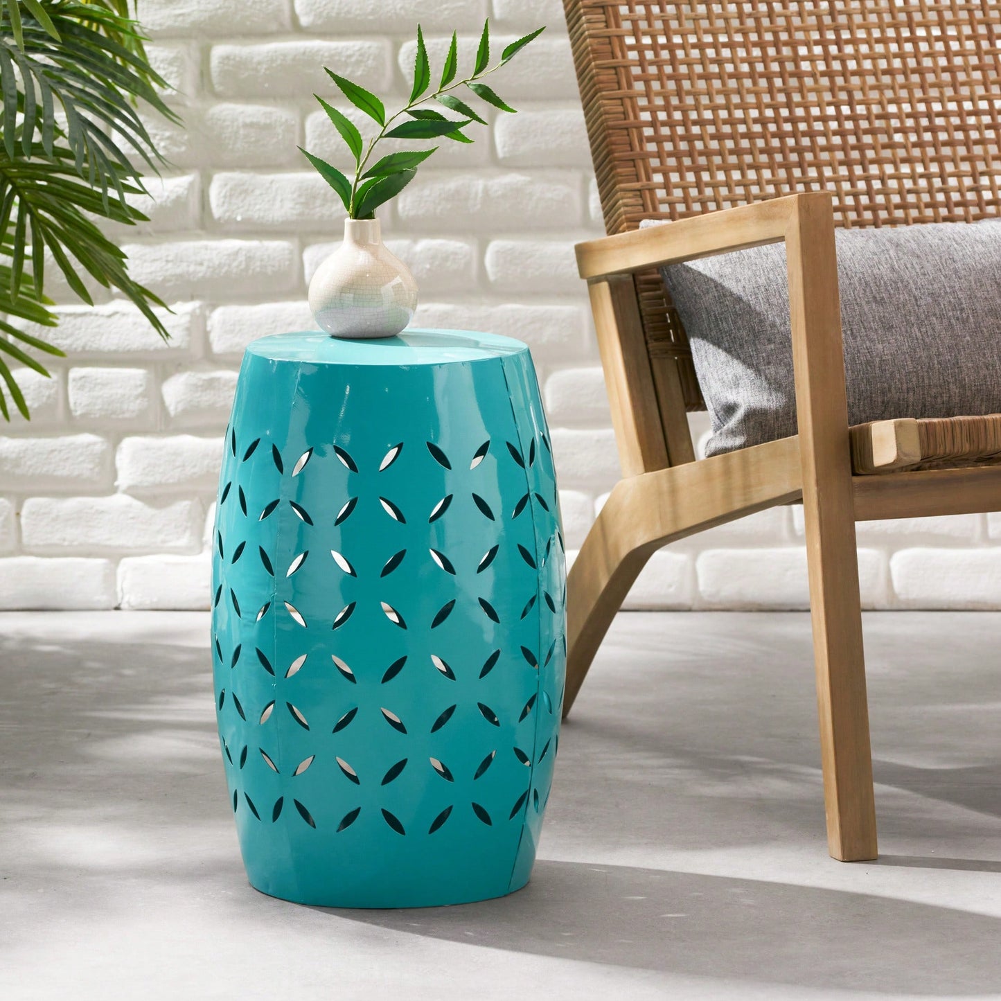 Charming 12-Inch Teal Side Table For Living Room Or Bedroom Decor