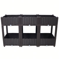 Elegant Elevated Garden Planter Box with Drainage for Vegetables Flowers and Herbs 47.2x15.7x27.7 Inches Brown