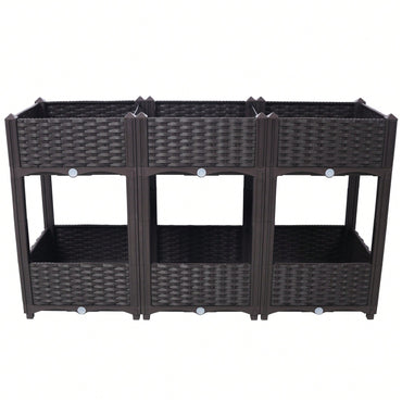 Elegant Elevated Garden Planter Box with Drainage for Vegetables Flowers and Herbs 47.2x15.7x27.7 Inches Brown