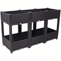 Elegant Elevated Garden Planter Box with Drainage for Vegetables Flowers and Herbs 47.2x15.7x27.7 Inches Brown
