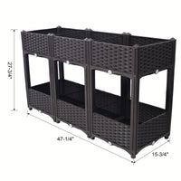 Elegant Elevated Garden Planter Box with Drainage for Vegetables Flowers and Herbs 47.2x15.7x27.7 Inches Brown