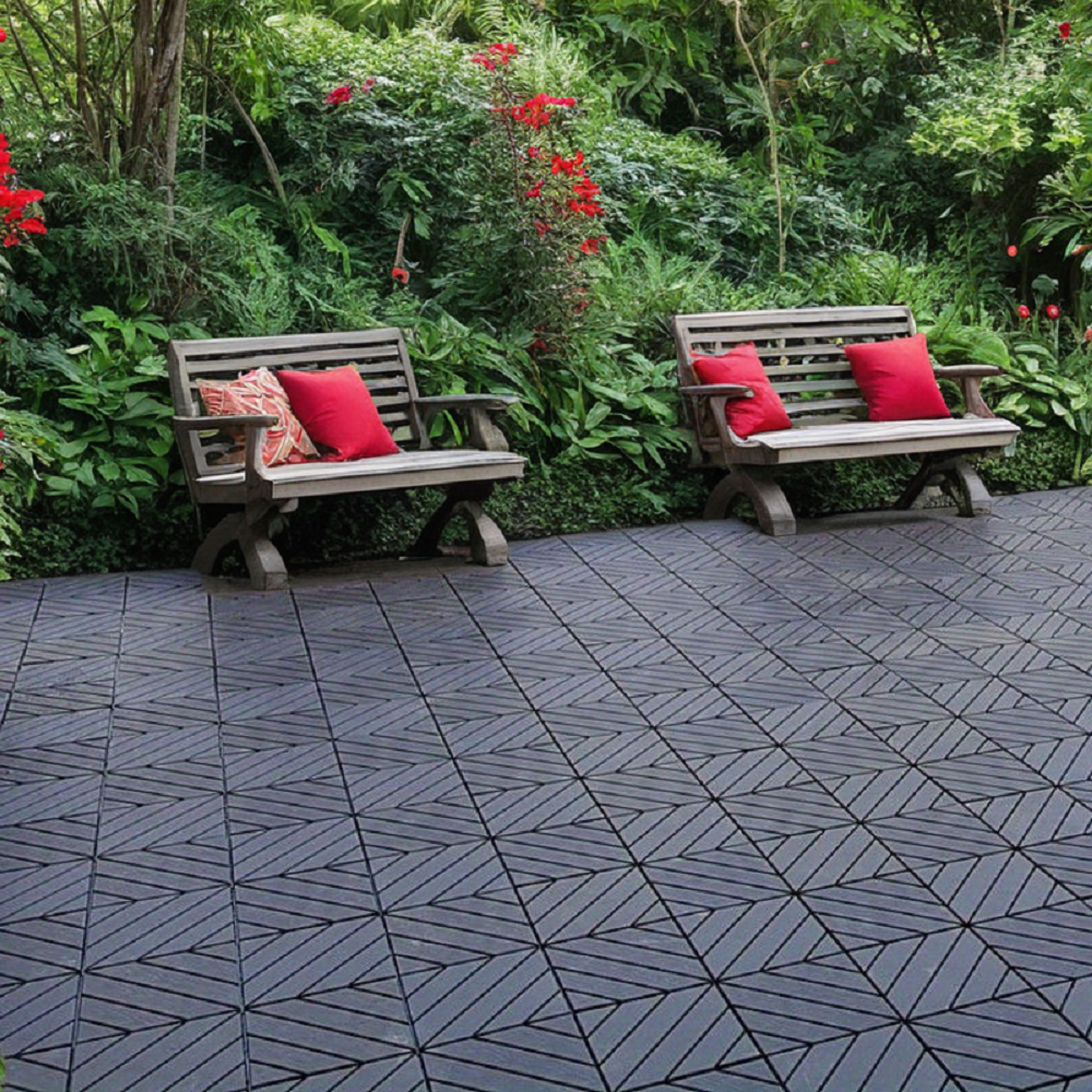 Interlocking Waterproof Outdoor Deck Tiles 12x12 Easy Install Plastic Flooring for Poolside Balcony Backyard Durable PP Material