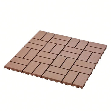 Durable 36-Pack Interlocking Plastic Deck Tiles - 12"X12" Waterproof Outdoor Flooring For Poolside, Balcony, And Backyard Use - Brown