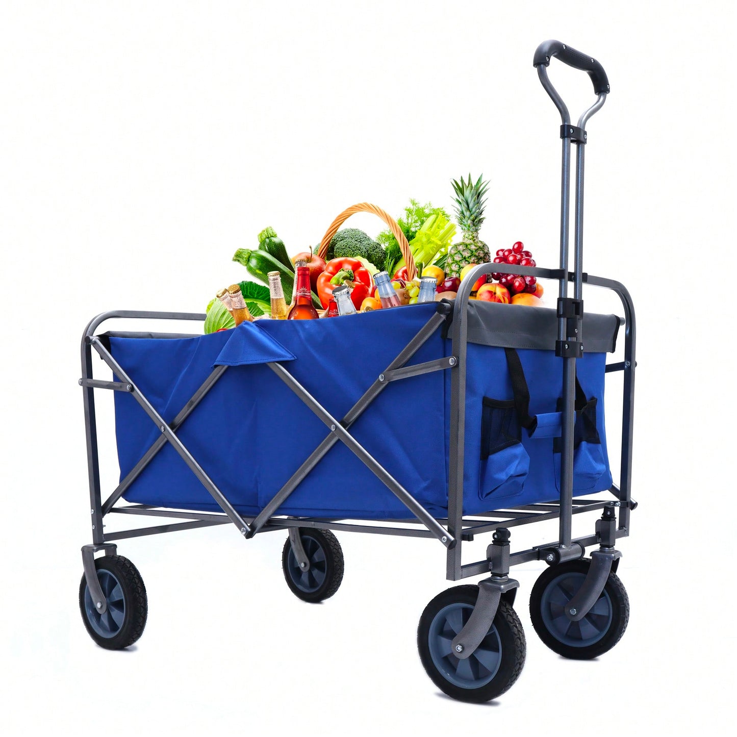 Versatile Outdoor Folding Wagon Cart For Beach, Garden, And Camping - Compact Micro Collapsible Trolley