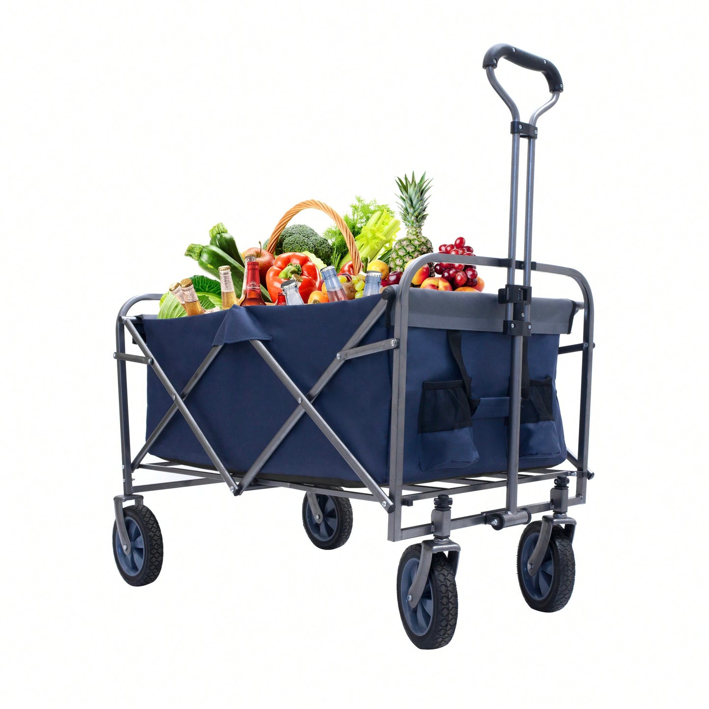 Versatile Outdoor Folding Wagon Cart For Beach, Garden, And Camping - Compact Micro Collapsible Trolley