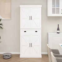 Elegant 71 Inch Freestanding Kitchen Pantry Cabinet with Adjustable Shelves and Drawer for Stylish Storage in White Finish
