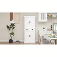 Elegant 71 Inch Freestanding Kitchen Pantry Cabinet with Adjustable Shelves and Drawer for Stylish Storage in White Finish