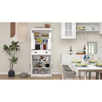 Elegant 71 Inch Freestanding Kitchen Pantry Cabinet with Adjustable Shelves and Drawer for Stylish Storage in White Finish