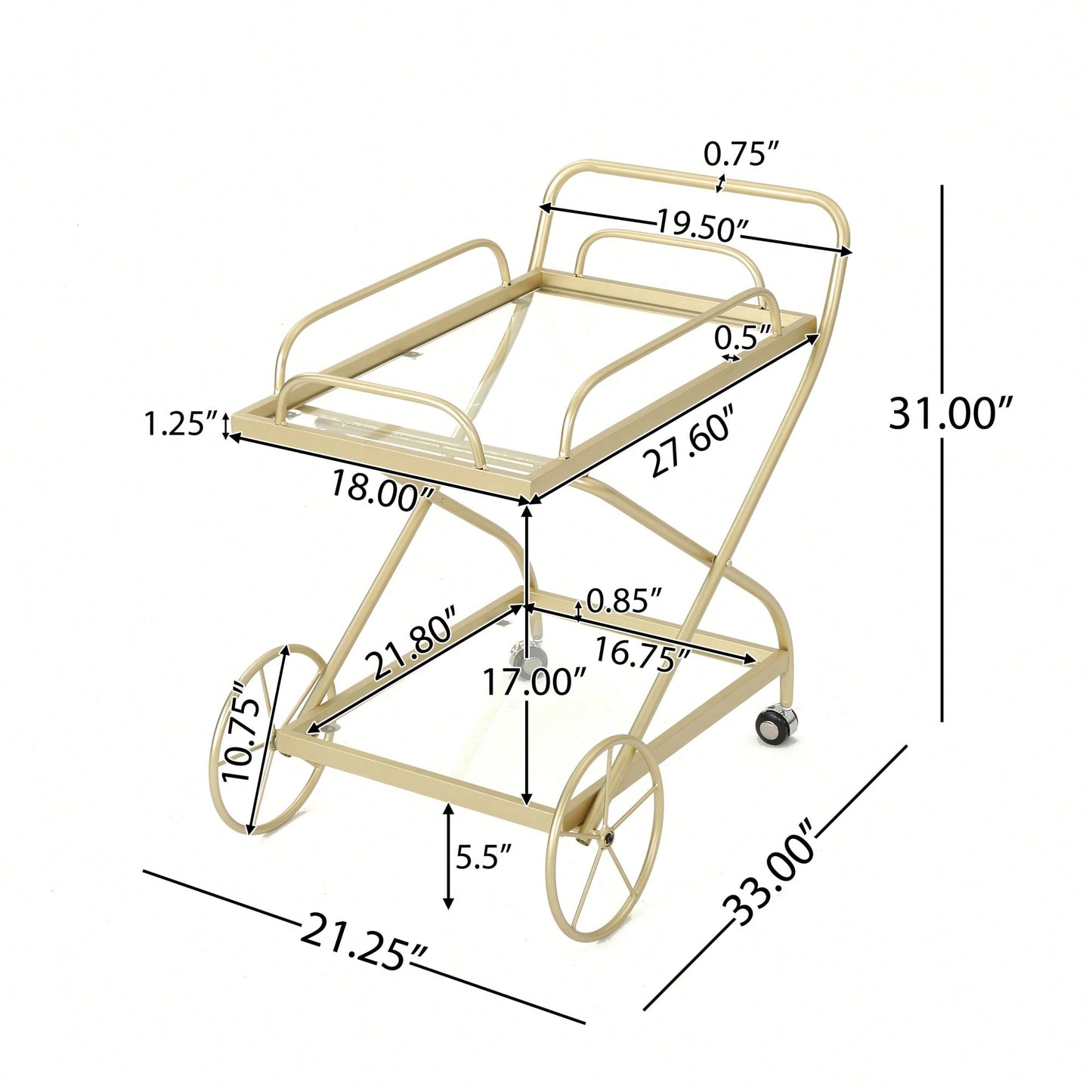 Elegant Modern Bar Cart For Entertaining And Serving Drinks - Stylish Portable Beverage Trolley With Shelves And Storage