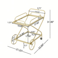 Elegant Modern Bar Cart For Entertaining And Serving Drinks - Stylish Portable Beverage Trolley With Shelves And Storage