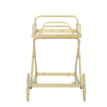 Elegant Modern Bar Cart For Entertaining And Serving Drinks - Stylish Portable Beverage Trolley With Shelves And Storage