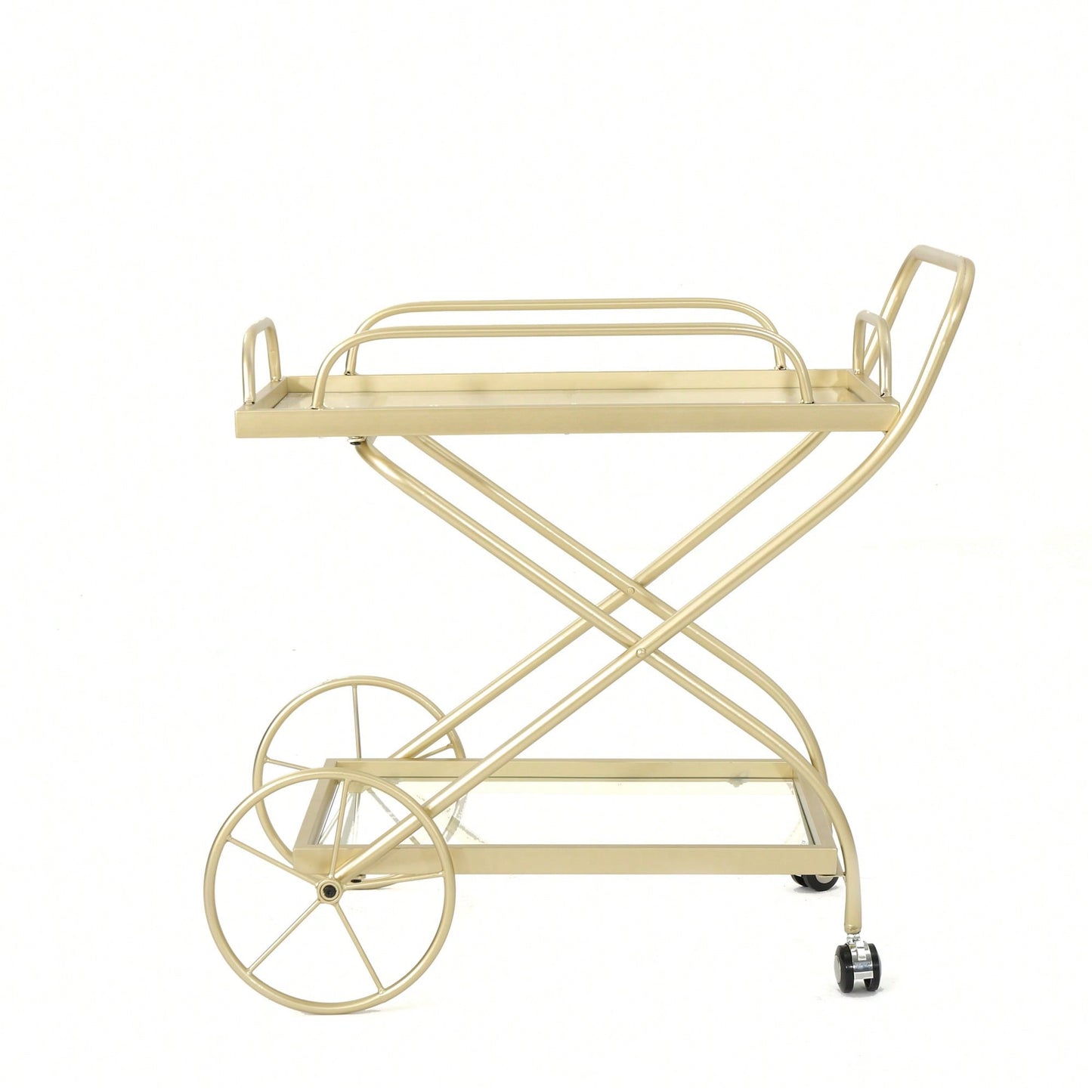 Elegant Modern Bar Cart For Entertaining And Serving Drinks - Stylish Portable Beverage Trolley With Shelves And Storage