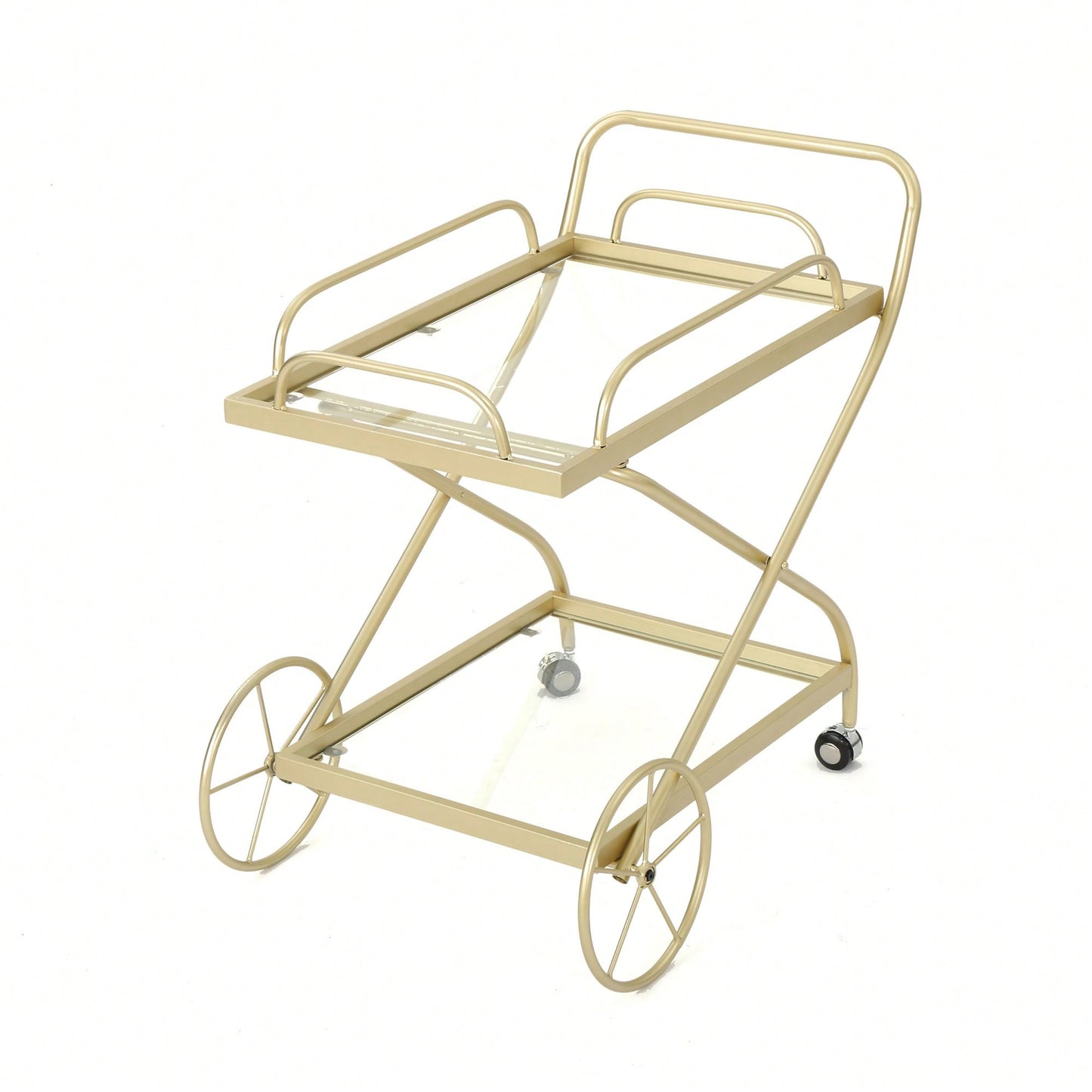 Elegant Modern Bar Cart For Entertaining And Serving Drinks - Stylish Portable Beverage Trolley With Shelves And Storage