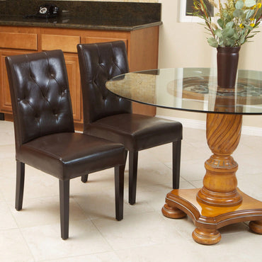 Elegant Tufted Dining Chair Set With Decorative Buttons - Pair Of 2
