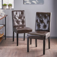 Elegant Tufted Dining Chair Set With Decorative Buttons - Pair Of 2