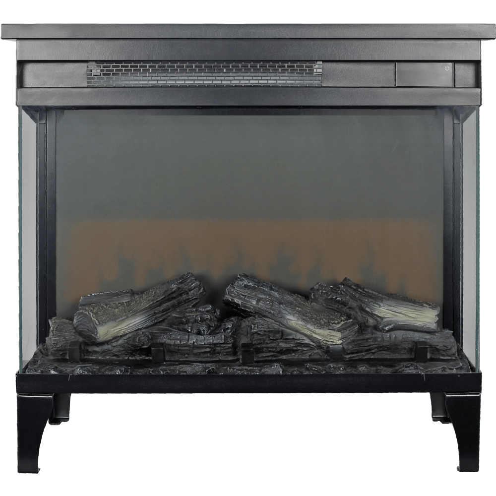 Elegant 24-Inch Three-Sided Glass Electric Fireplace With Stylish Feet - Contemporary Home Heating Solution