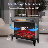 Elegant 24-Inch Three-Sided Glass Electric Fireplace With Stylish Feet - Contemporary Home Heating Solution