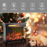 Elegant 24-Inch Three-Sided Glass Electric Fireplace With Stylish Feet - Contemporary Home Heating Solution