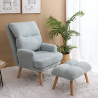 Mid Century Modern Accent Chair and Ottoman Set with Adjustable Backrest for Living Room and Bedroom