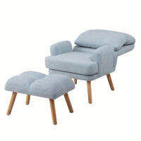 Mid Century Modern Accent Chair and Ottoman Set with Adjustable Backrest for Living Room and Bedroom