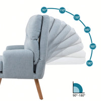 Mid Century Modern Accent Chair and Ottoman Set with Adjustable Backrest for Living Room and Bedroom