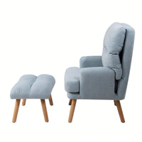 Mid Century Modern Accent Chair and Ottoman Set with Adjustable Backrest for Living Room and Bedroom