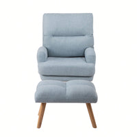 Mid Century Modern Accent Chair and Ottoman Set with Adjustable Backrest for Living Room and Bedroom