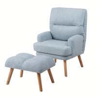 Mid Century Modern Accent Chair and Ottoman Set with Adjustable Backrest for Living Room and Bedroom