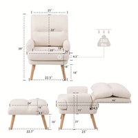 Mid Century Modern Accent Chair and Ottoman Set with Adjustable Backrest for Living Room and Bedroom