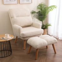 Mid Century Modern Accent Chair and Ottoman Set with Adjustable Backrest for Living Room and Bedroom