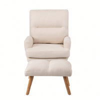 Mid Century Modern Accent Chair and Ottoman Set with Adjustable Backrest for Living Room and Bedroom
