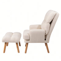 Mid Century Modern Accent Chair and Ottoman Set with Adjustable Backrest for Living Room and Bedroom