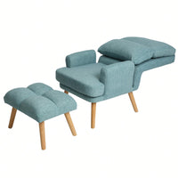 Mid Century Modern Accent Chair and Ottoman Set with Adjustable Backrest for Living Room and Bedroom