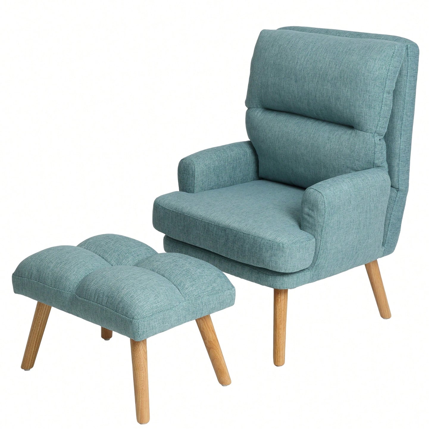 Mid Century Modern Accent Chair and Ottoman Set with Adjustable Backrest for Living Room and Bedroom