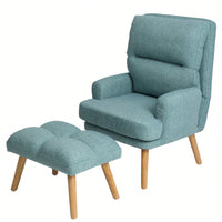 Mid Century Modern Accent Chair and Ottoman Set with Adjustable Backrest for Living Room and Bedroom