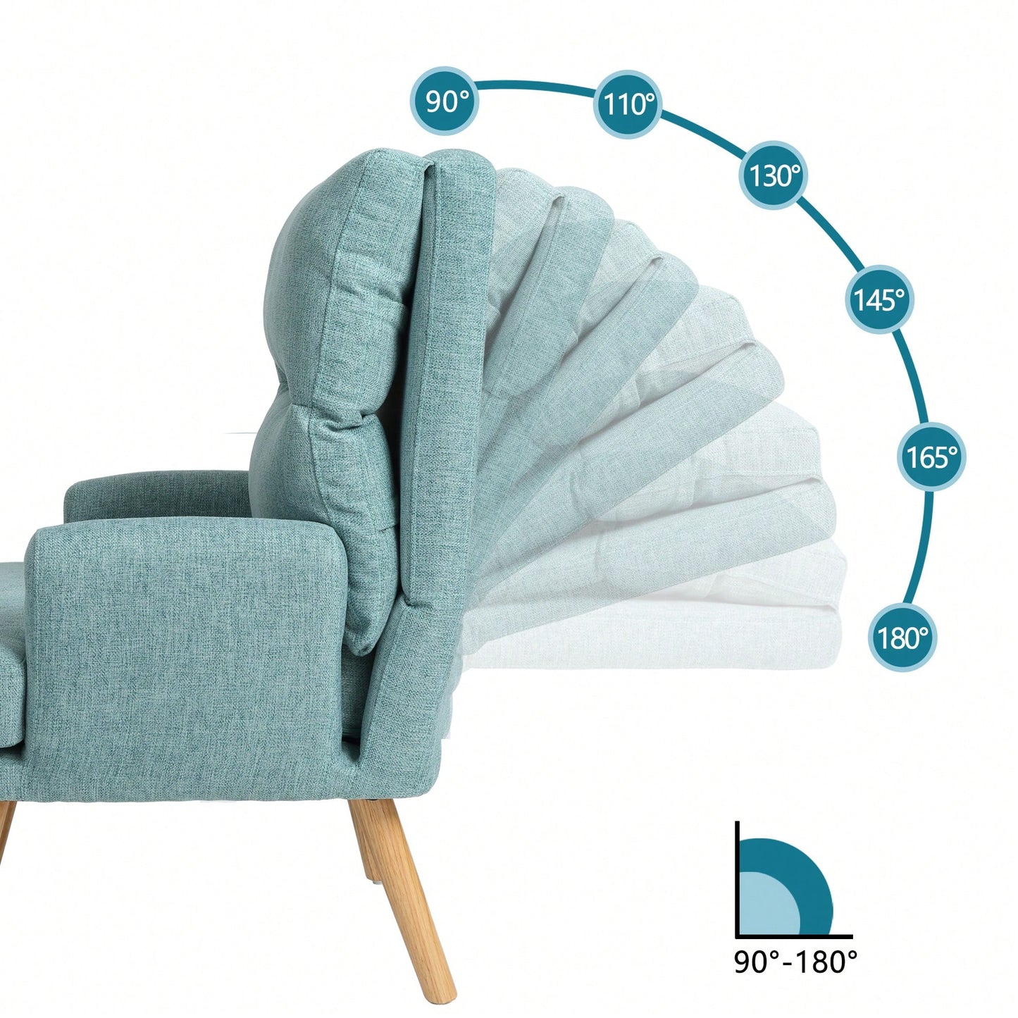 Mid Century Modern Accent Chair and Ottoman Set with Adjustable Backrest for Living Room and Bedroom