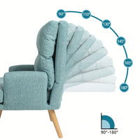 Mid Century Modern Accent Chair and Ottoman Set with Adjustable Backrest for Living Room and Bedroom